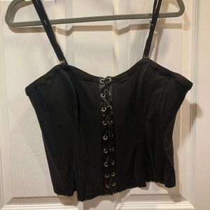 UNIQUE VINTAGE Black Lace Up Corset Top